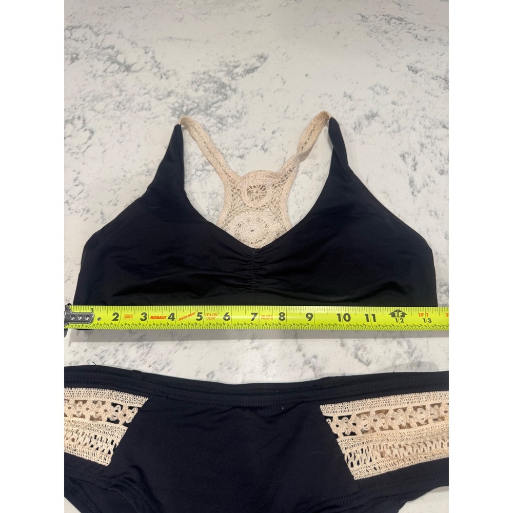 L*Space Monica Wise Black Crochet Racerback Bikini Set 2Piece Swimsuit MediumNWT - Picture 10 of 12